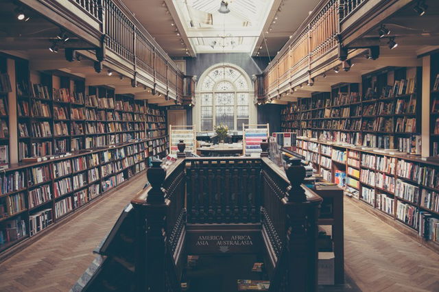 dia del libro: sala principal de una biblioteca